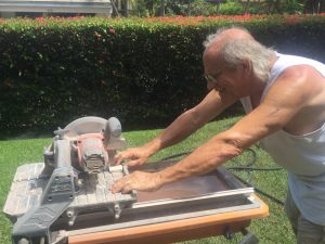 Jim continues his cutting slate tile