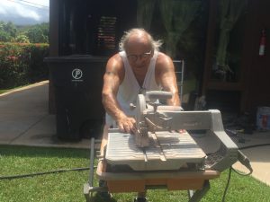 Jim cutting slate tile
